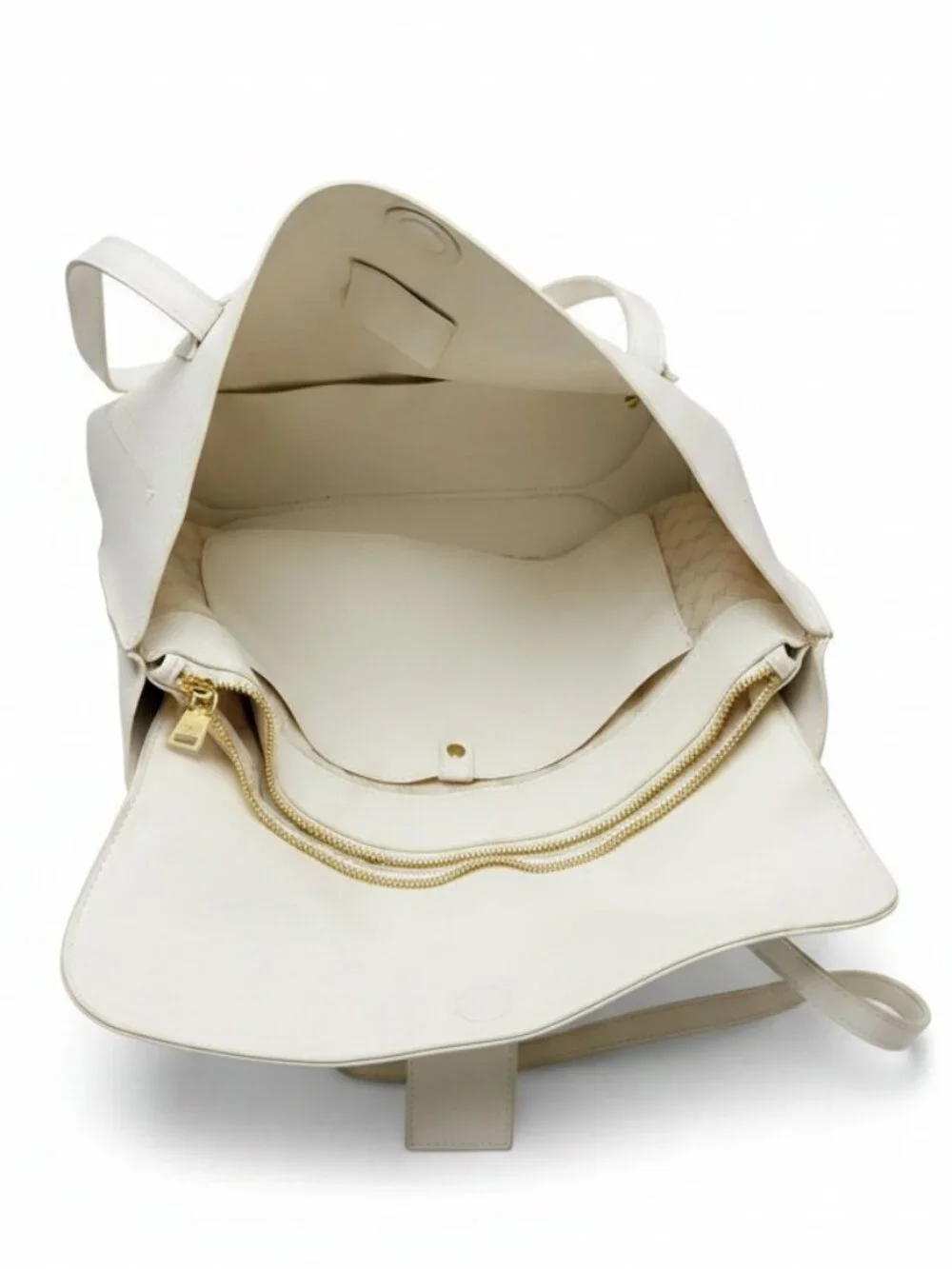 Steve Madden White Faux Leather Tote Bag Gold Logo Shoulder Purse